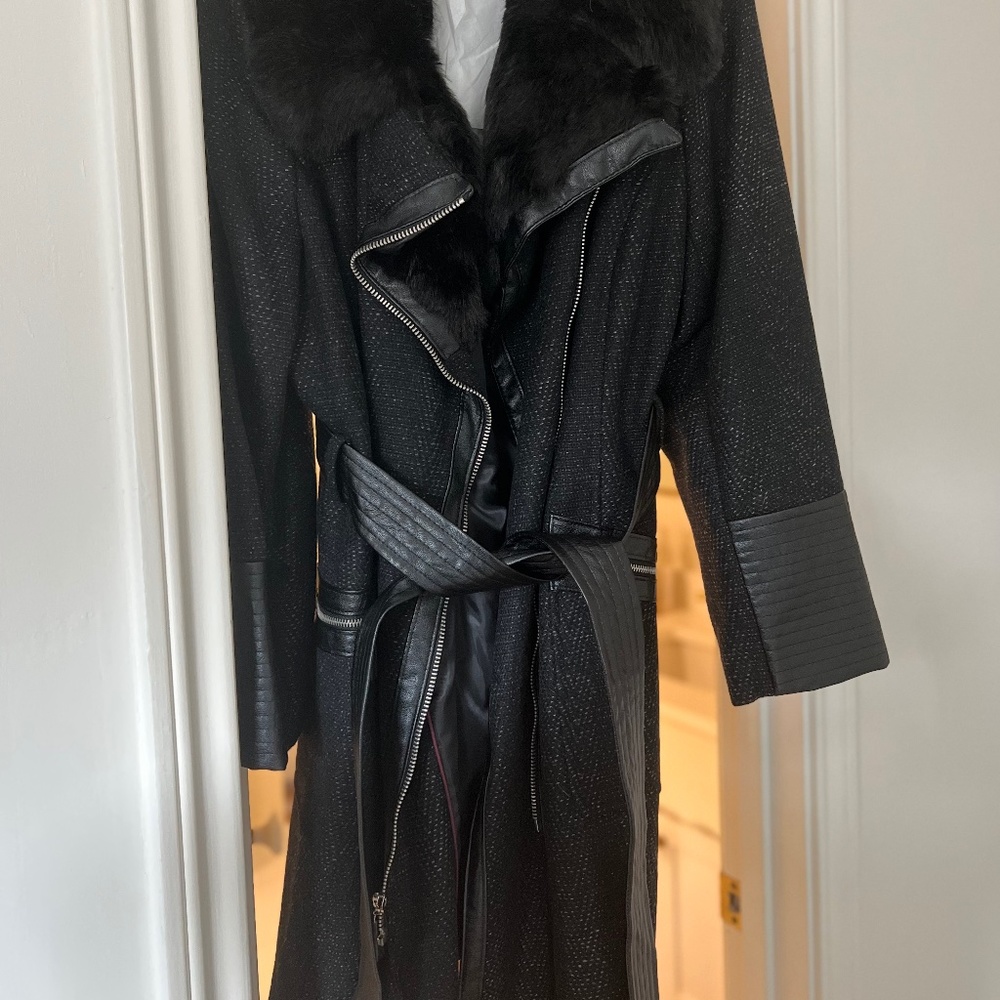 Via Spiga Women's Asymmetrical Faux-Fur-Collar Wrap Coat
